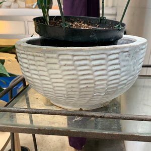 Small White Waffled Textured Pot